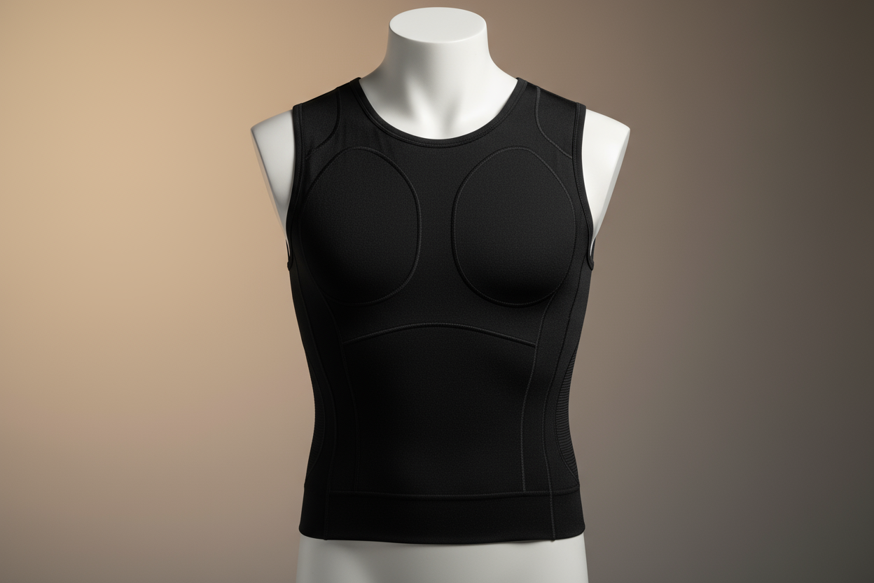 The image captures a sleek, confident energy — showcasing the CurveOn Men’s Compression Vest in a refined, minimalist setting. Soft lighting highlights the sculpted design and precise fit of the vest, emphasizing its balance of style, structure, and comfort. The neutral tones and clean background reflect the brand’s modern, premium aesthetic, creating a sense of confidence and discipline that aligns perfectly with the CurveOn mission:
Confidence. Redefined.